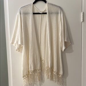 Potter's Pot Cream Fringe Accent Cardigan